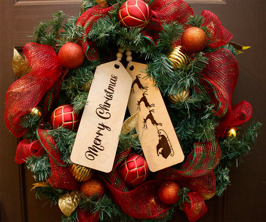 Merry Christmas - Santa Sleigh Door Tags